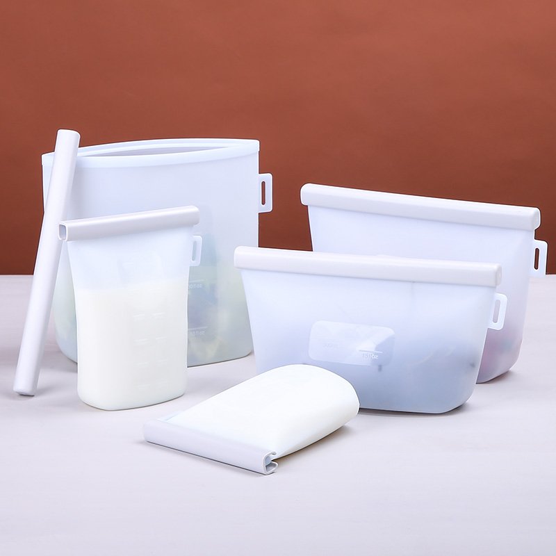 Custom Food Grade Fresh Leakproof Pouch Collapsible Reusable Breast Milk Container Silicone Food Storage Bag For Kitchen