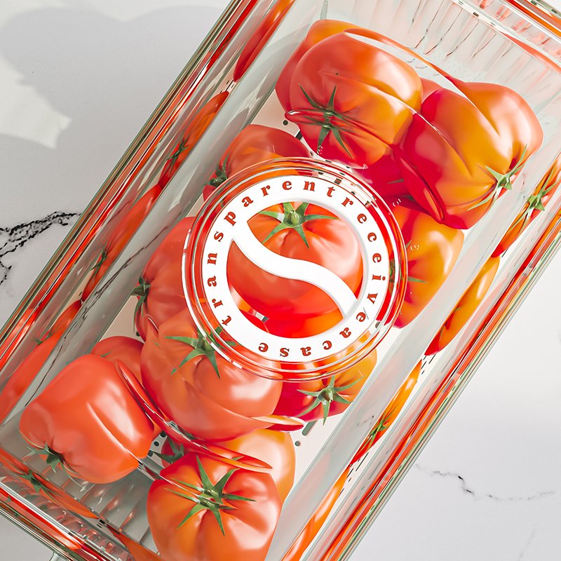 PET Material Refrigerator Food Storage Box Transparent Kitchen Fridge Food Organizer with Handle