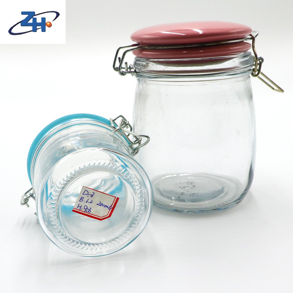 Salsa Food Storage Container Jar Water Travel Tableware Clear High Borosilicate Glass with Aluminium Rope Glass Lid Custom Glass