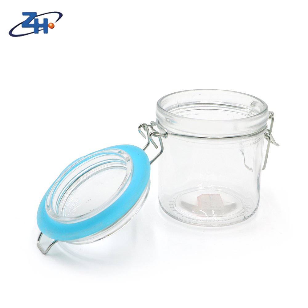 Salsa Food Storage Container Jar Water Travel Tableware Clear High Borosilicate Glass with Aluminium Rope Glass Lid Custom Glass
