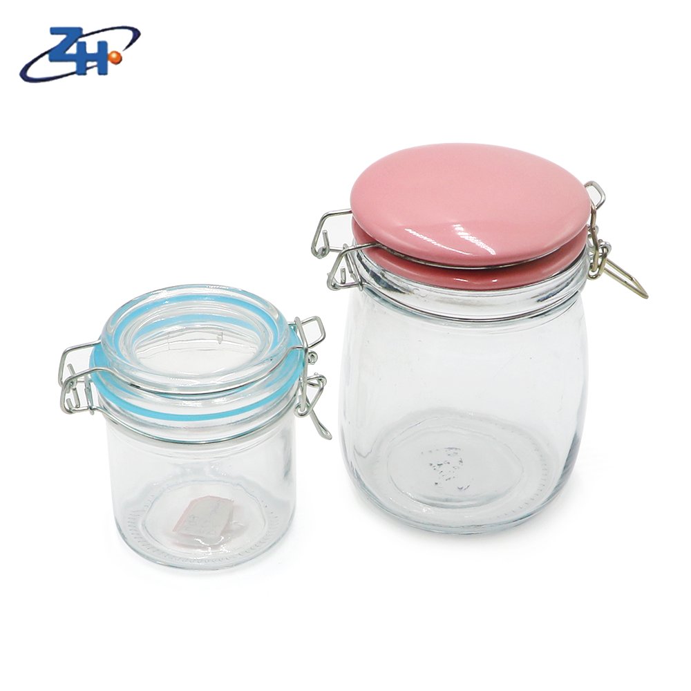 Salsa Food Storage Container Jar Water Travel Tableware Clear High Borosilicate Glass with Aluminium Rope Glass Lid Custom Glass