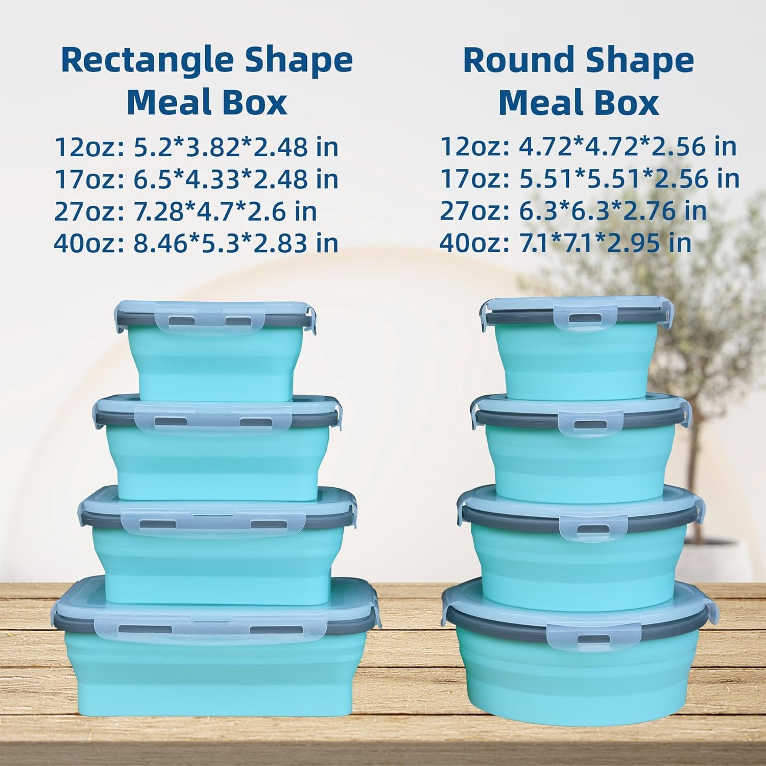 Freezer Dishwasher Safe Foldable Lunch Box Collapsible Silicone Food Storage Containers with Lids