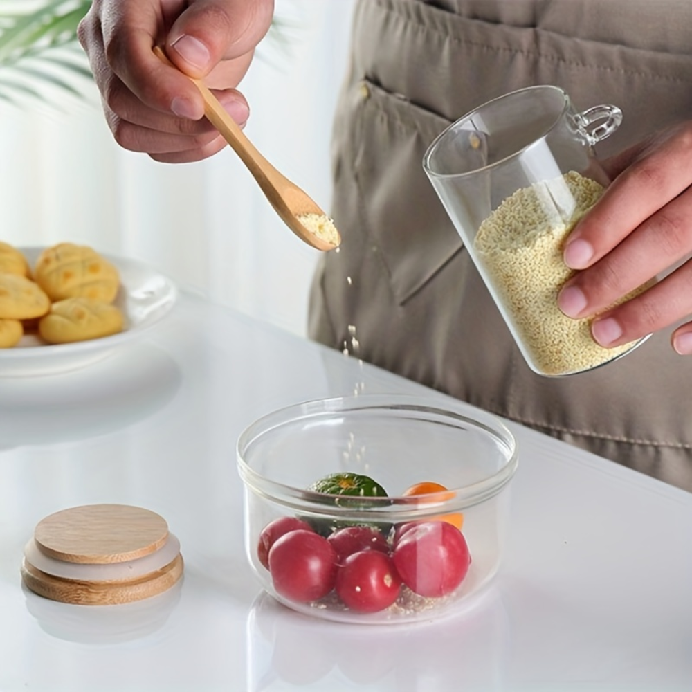 YOLOWE HOME Set 4pcs 18 oz Airtight Glass Storage Jars Spice Jar with Lids for Kitchen Organization Food Storage Containers