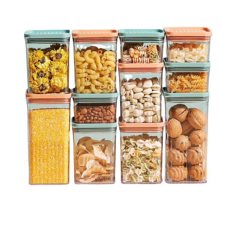 Kitchen Transparent Storage Container Moisture-proof Preservation Of Food Plastic Storage Box Square Grain Sealed Box