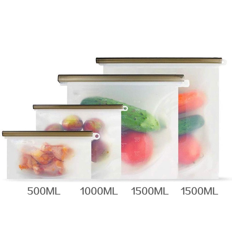 Reusable transparent Silicone Food Storage Bags