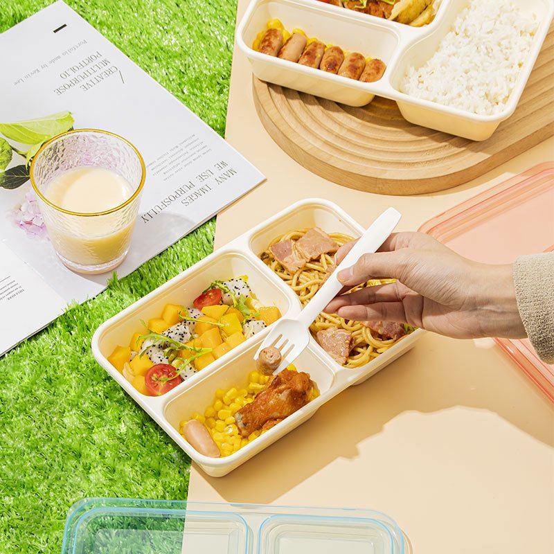 Reusable Bento Lunch Box 3 Compartment Snack Containers Divided Bento Snack Box Meal Prep Lunch Containers, Lunch Box Kids/Toddl