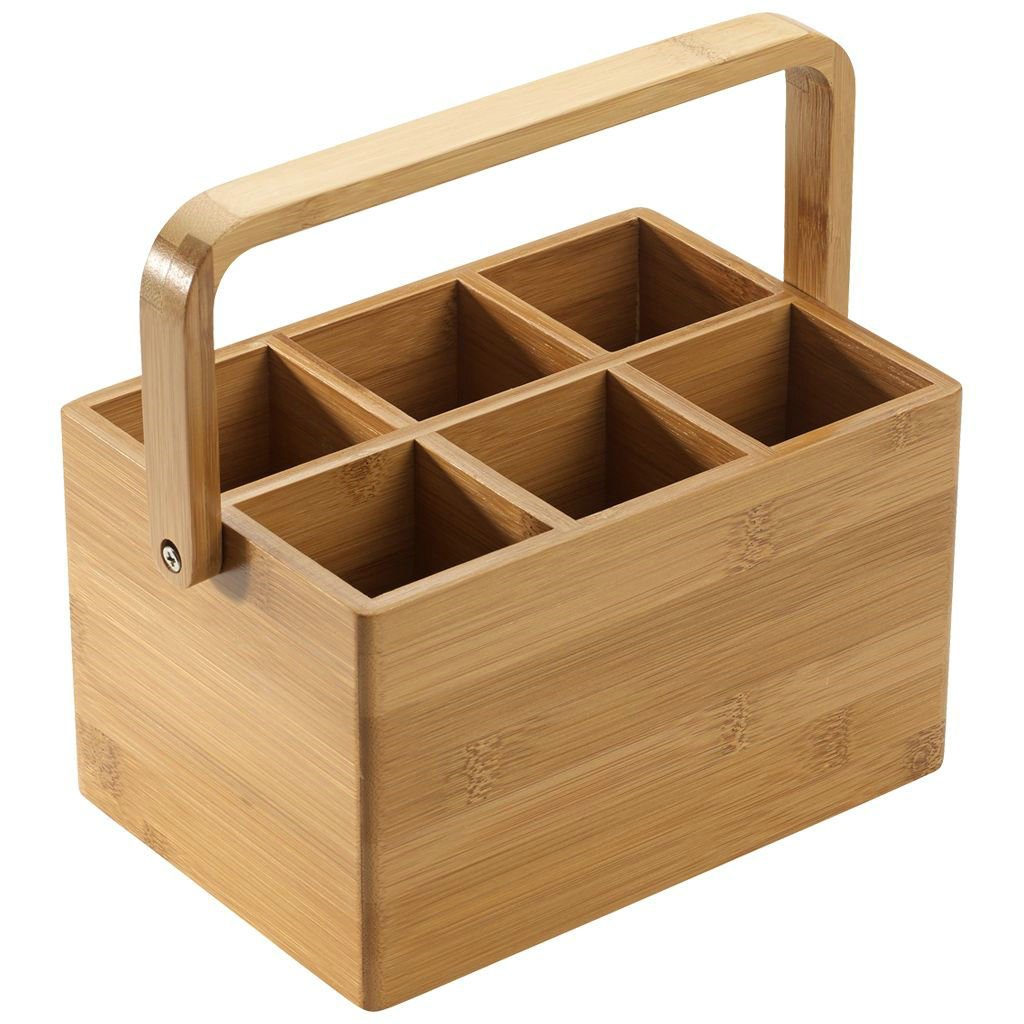 Wooden & bamboo utensil holder multifunctional kitchen tools rack tableware storage box flatware caddy cutlery organizer