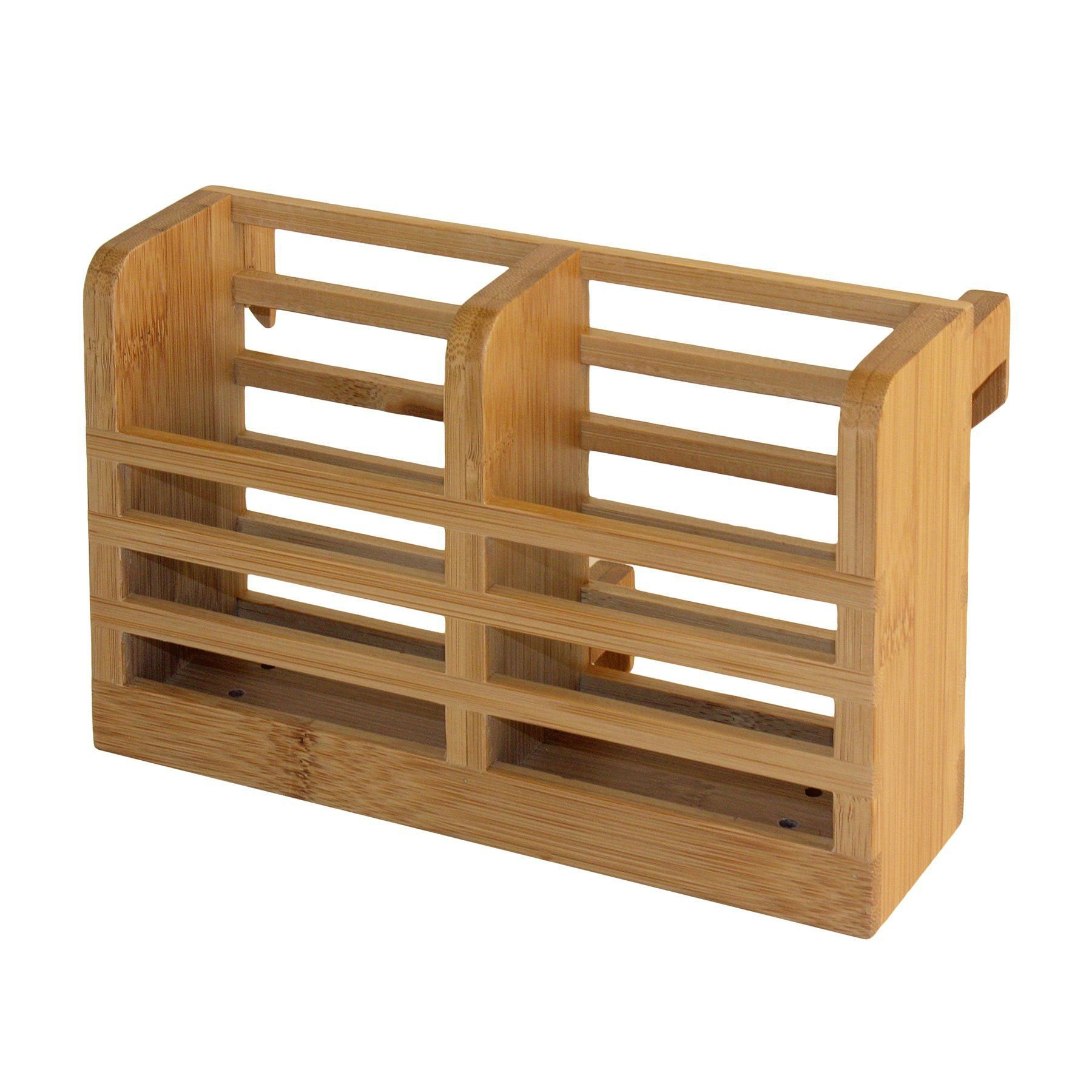 Wooden & bamboo utensil holder multifunctional kitchen tools rack tableware storage box flatware caddy cutlery organizer