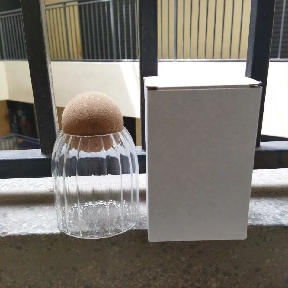 Morden Style Eco-Friendly Clear Glass Canister Food Storage Jar with Bamboo Lid Cork Ball Top Seller Kitchen Accessories