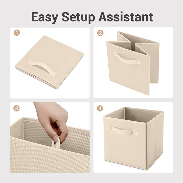 GuanZhou Stock Folding Non Woven Fabric Cube Storage Box Organizer foldable kids Toy storage Boxes