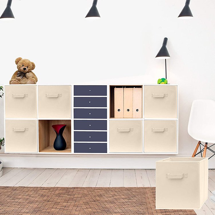 GuanZhou Stock Folding Non Woven Fabric Cube Storage Box Organizer foldable kids Toy storage Boxes