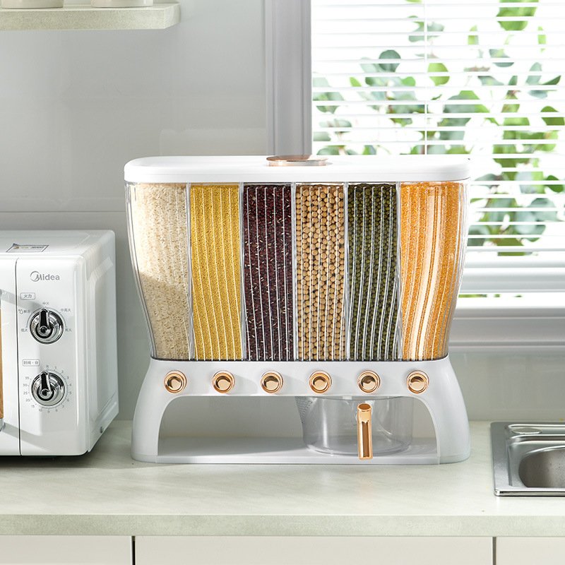 Large capacity rice dispenser dry food storage container rice dispenser with pourable spout