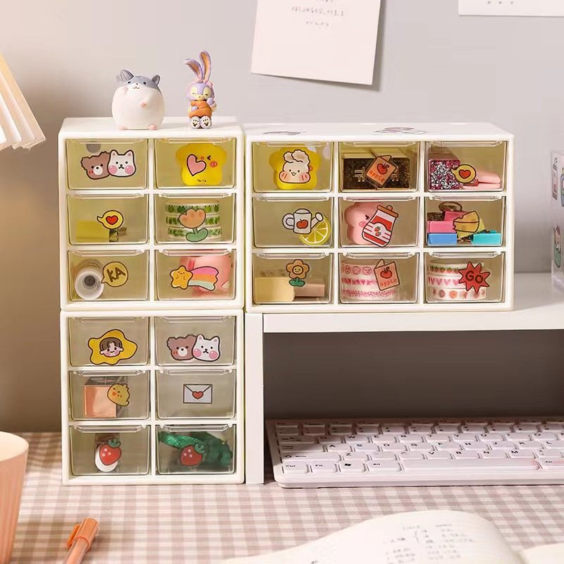 Quality Nine Palace Grid Desktop Storage Box Jewelry Handmade Transparent Storage Box Cute Portable Sorting Box