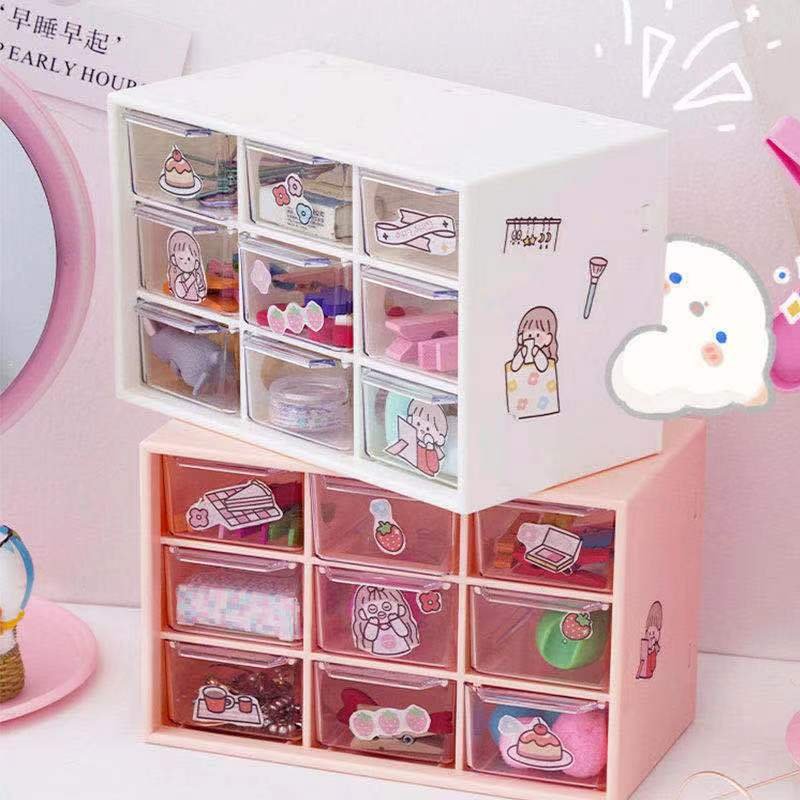 Quality Nine Palace Grid Desktop Storage Box Jewelry Handmade Transparent Storage Box Cute Portable Sorting Box
