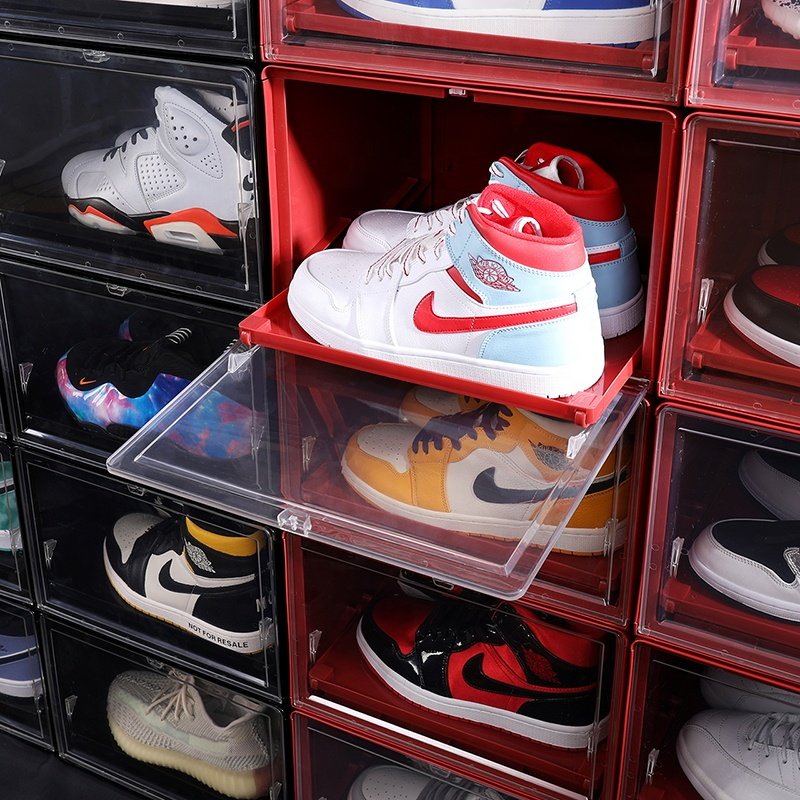 Haixin Stackable Shoe Storage Box Plastic Shoe Organizer for Shoes and Sneaker with Clear Front Lid