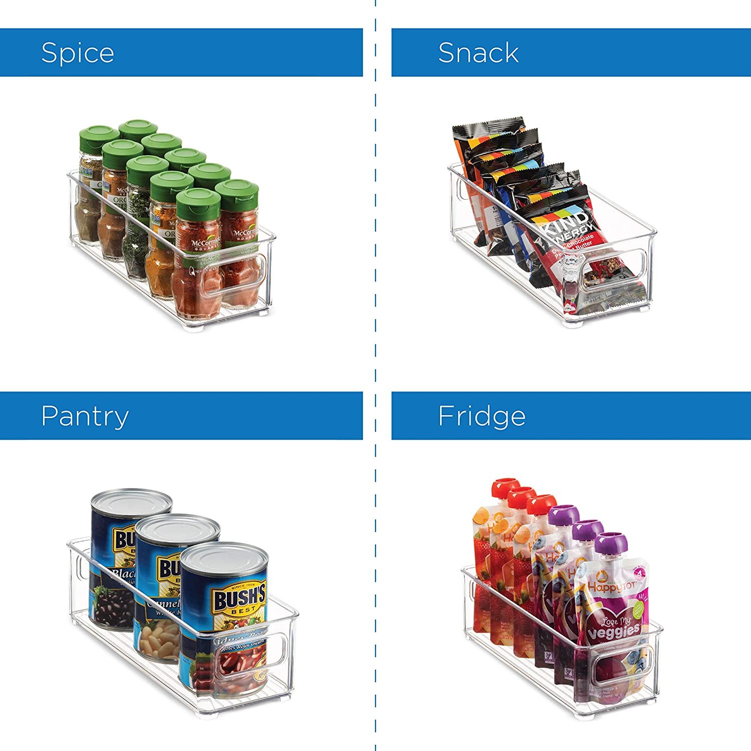 Reusable Food Storage Rack Refrigerator Organizer Bins Transparent Stackable Food Storage Box