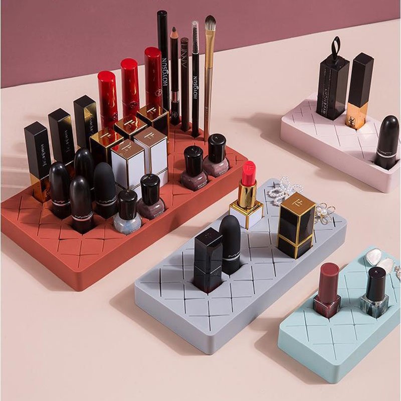 8/18/28 Grid Silicone Lipstick Storage Box Cosmetic Makeup Brush Holder Organizer Rack Nail Polish Storage Rack