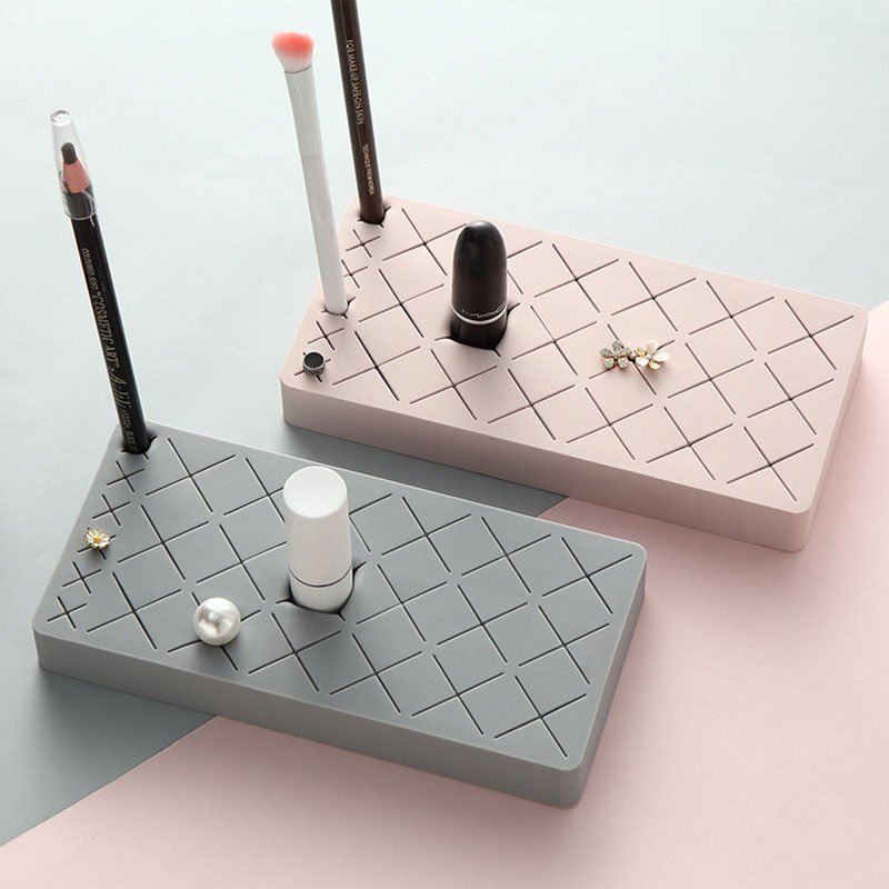 8/18/28 Grid Silicone Lipstick Storage Box Cosmetic Makeup Brush Holder Organizer Rack Nail Polish Storage Rack