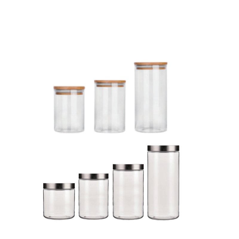 LINK LIFE 880ML STORAGE JAR WITH S/S Lid,29 Oz Clear Glass Food Canister Food Storage Jars for Cookie Rice Beans Pasta Snacks