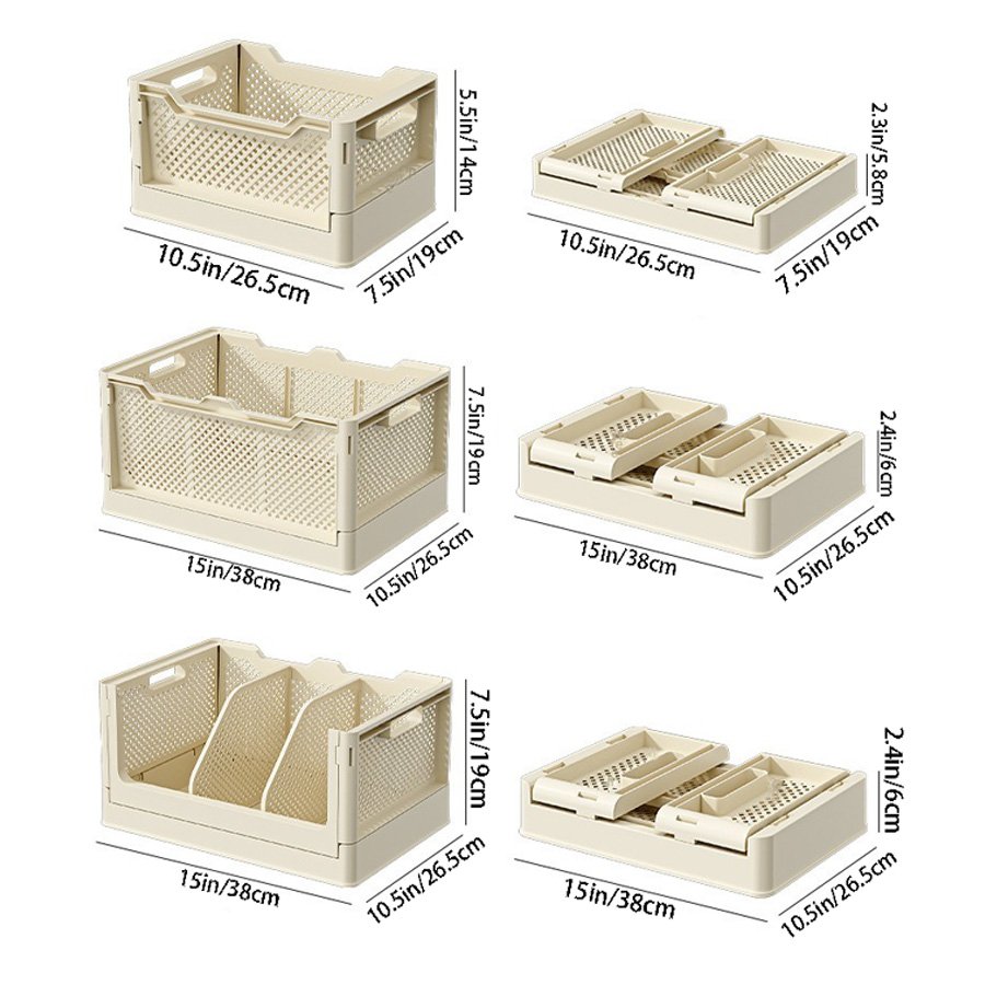 Foldable PP material student desk organizer box, large capacity stackable book storage box, household miscellaneous storage box