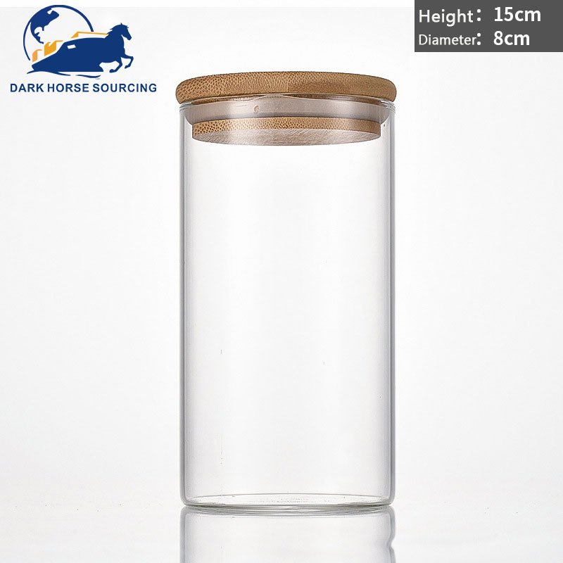 Wholesale High Borosilicate Glass Airtight Clear Kitchen Food Storage Container with bamboo wooden lid