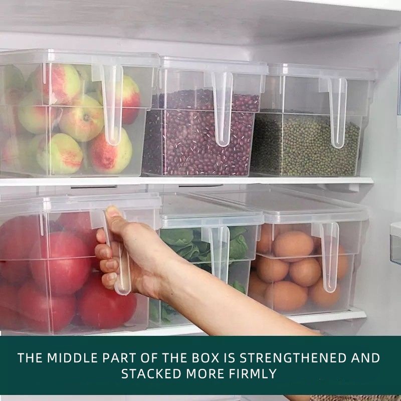 Refrigerator Food Preservation Box With Lid Storage Kitchen Organizers Handle Sealed Plastic Food Storage Boxes