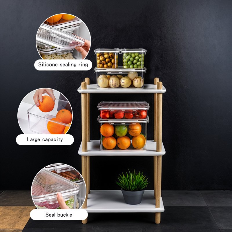 GREENSIDE Kitchen Airtight Clear Food Storage Bins Plastic Storage Box Transparent Fridge Organizer Food Container set