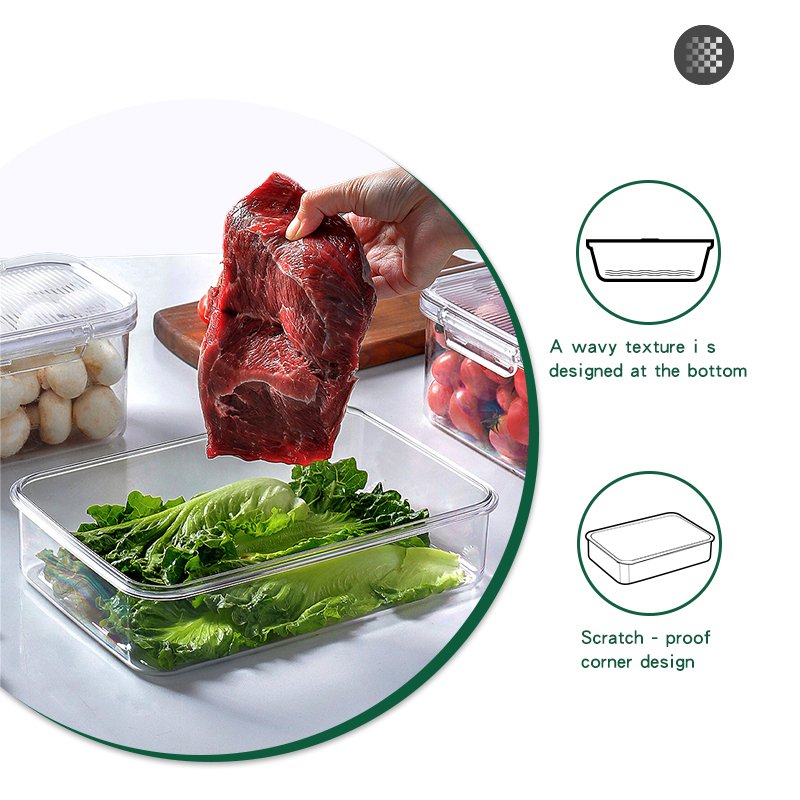 GREENSIDE Kitchen Airtight Clear Food Storage Bins Plastic Storage Box Transparent Fridge Organizer Food Container set