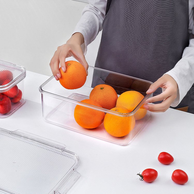 GREENSIDE Kitchen Airtight Clear Food Storage Bins Plastic Storage Box Transparent Fridge Organizer Food Container set