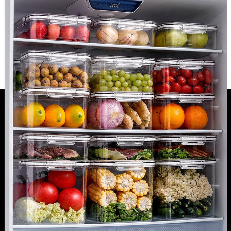 GREENSIDE Kitchen Airtight Clear Food Storage Bins Plastic Storage Box Transparent Fridge Organizer Food Container set