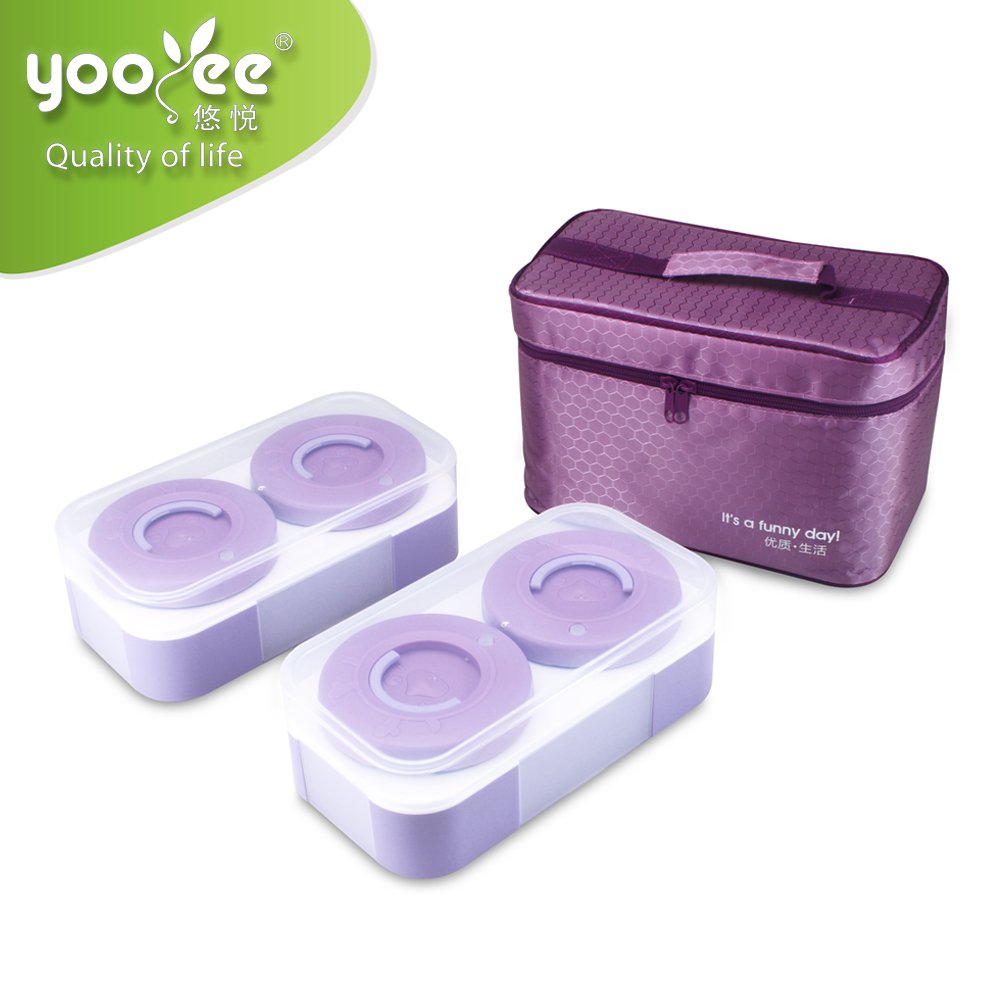 Bento Lunch Boxes Round shape bowls BPA Free Leak-proof 2 Compartments Storage Boxes & Bins