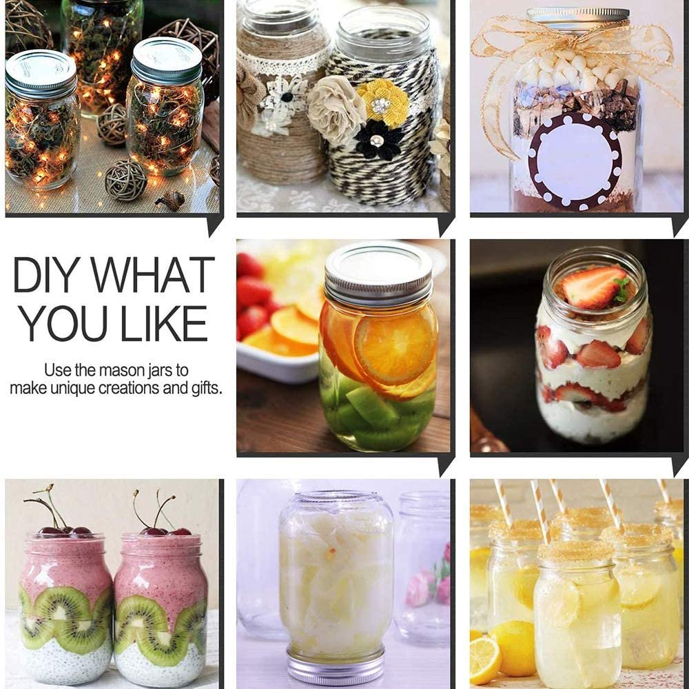 4/6/10/16/32-Ounces Wide/Regular Mouth Mason Jars with Lids and Bands or One Piece Lid Available