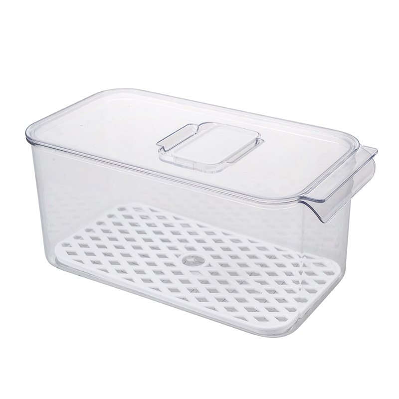 Refrigerator Organizer Storage Box Fresh Food Keeper Drawers Baskets Bins with Vented Lids & Removable Drain Tray