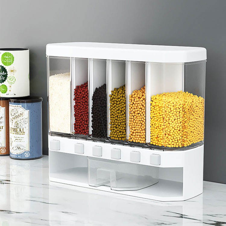 5 Compartment Food Storage Box Plastic Cereal Dispenser Storage Box Kitchen Food Grain Rice Container