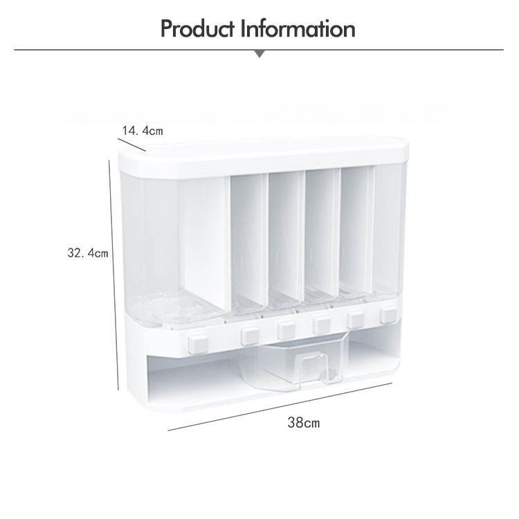 5 Compartment Food Storage Box Plastic Cereal Dispenser Storage Box Kitchen Food Grain Rice Container