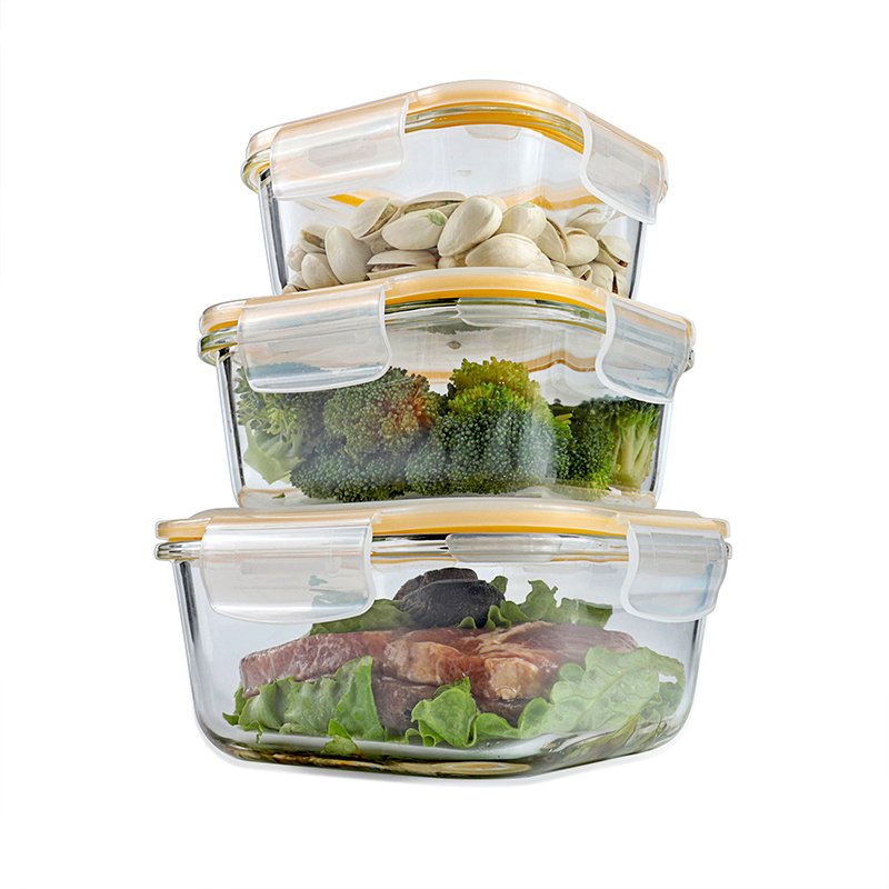 High Borosilicate Heat Resistant Round Square Rectangle Glass Storage Food Container Bento Lunch Box With Pp Lid