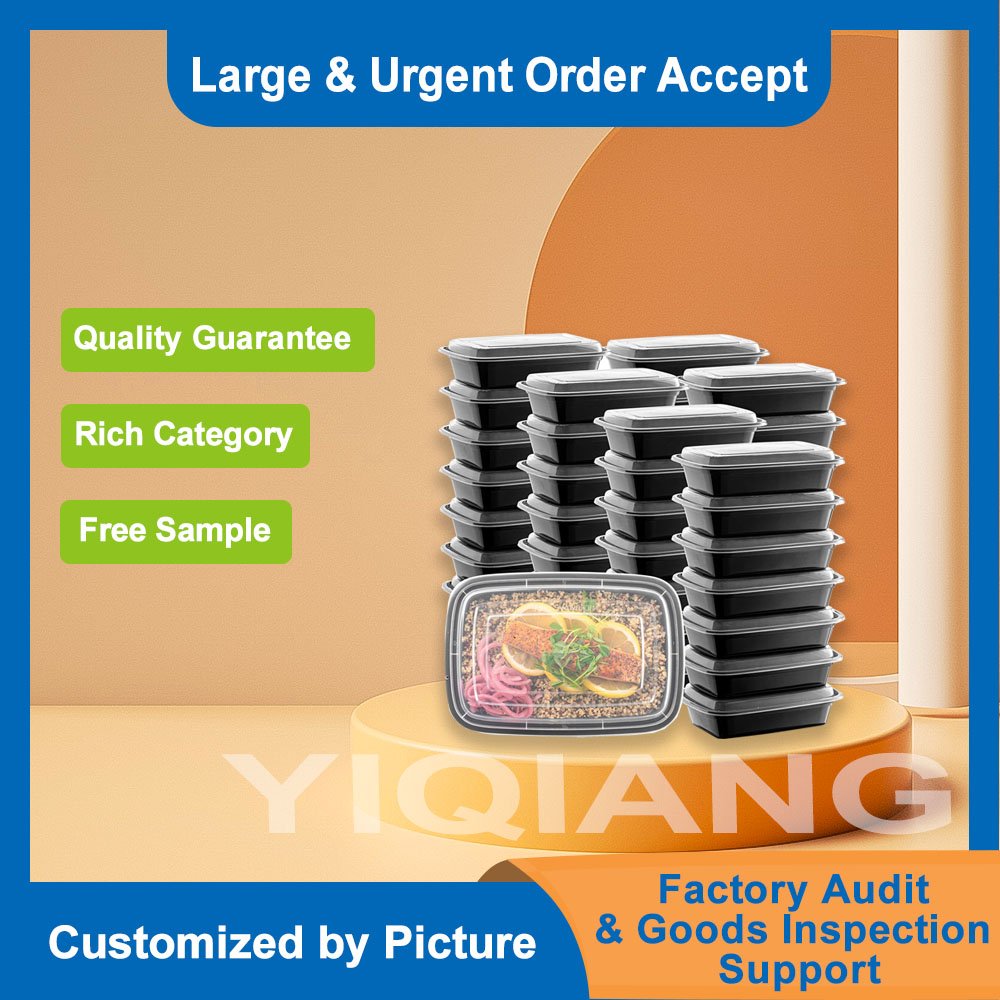 Black RE16 Disposable Plastic Packaging Storage Meal Prep Food Containers Factory