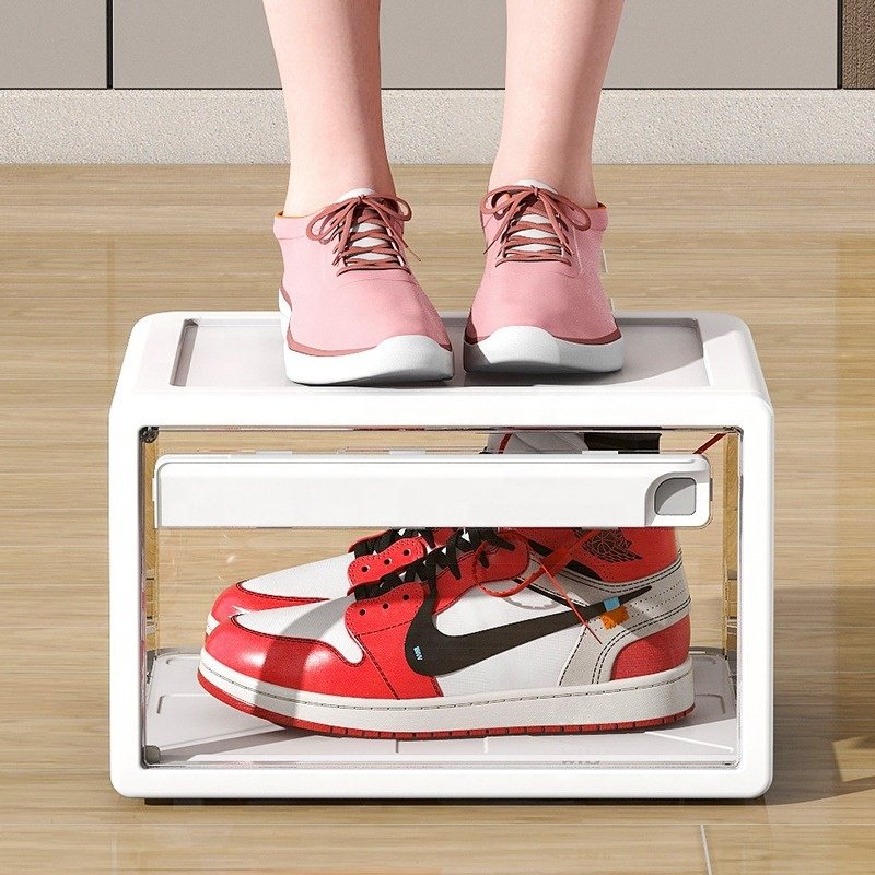 Magnetic Plastic Transparent Shoe Storage Box Stackable Custom Shoe Storage Container Organizer