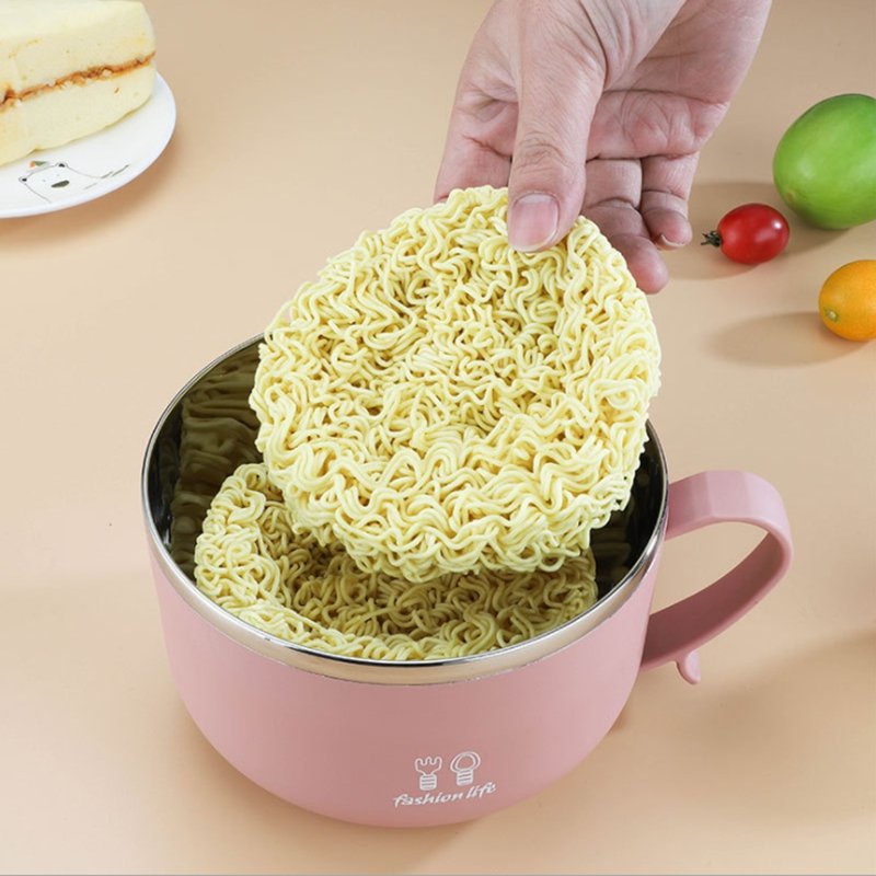 FTS Plastic Food Storage Cup Lid Handle Instant Noodle Bowl
