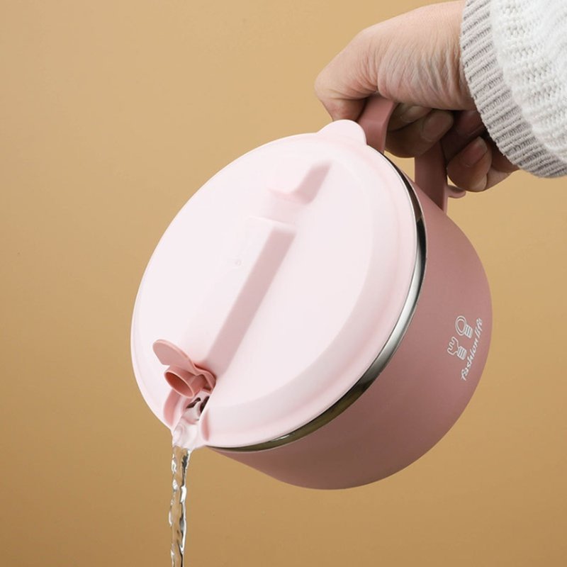 FTS Plastic Food Storage Cup Lid Handle Instant Noodle Bowl