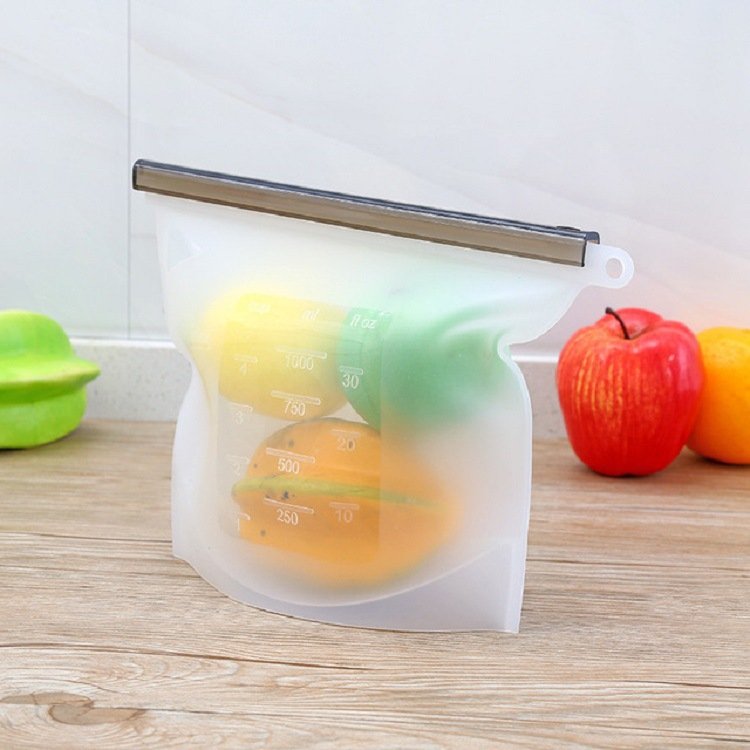 Custom Bpa Free Zip Ziplock Freezer Fresh Reusable Airtight Seal Seal Pour Zipper Kitchen Silicone Food Storage Bag