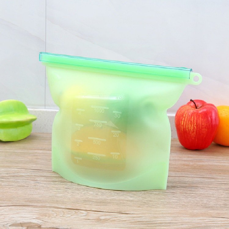 Custom Bpa Free Zip Ziplock Freezer Fresh Reusable Airtight Seal Seal Pour Zipper Kitchen Silicone Food Storage Bag