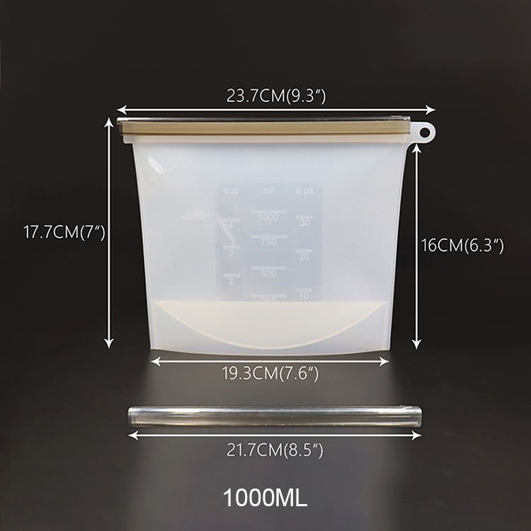 Custom Bpa Free Zip Ziplock Freezer Fresh Reusable Airtight Seal Seal Pour Zipper Kitchen Silicone Food Storage Bag