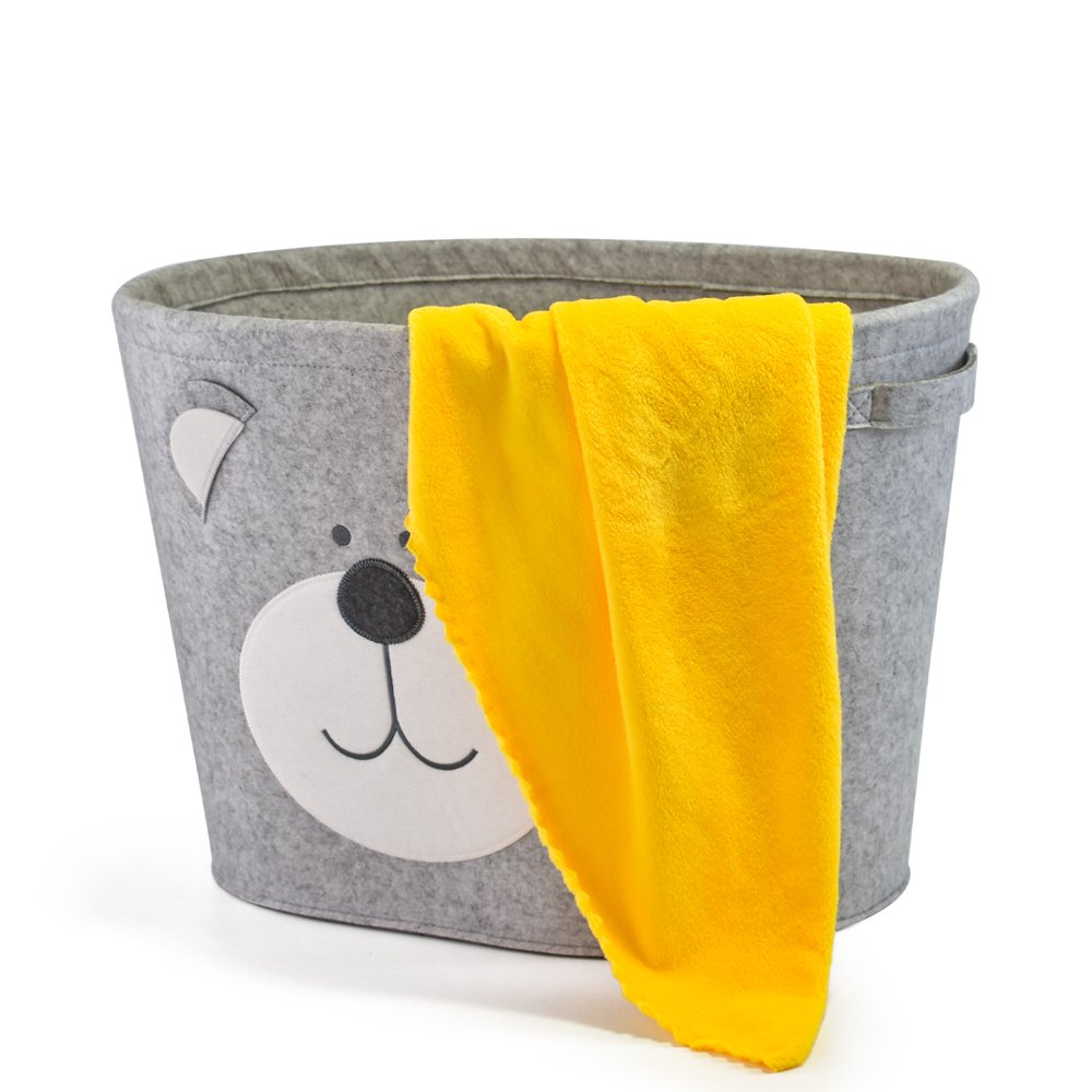 Extra large felt kids baby nursery cloth dress toy laundry decorative organizer bin box bag storage basket with handles