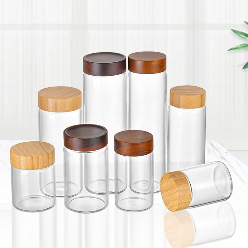 Wholesale Spot High Borosilicate 140ml 180ml 250ml 280ml 300ml 360ml 400ml 520ml bulk food storage containers with bamboo Lid