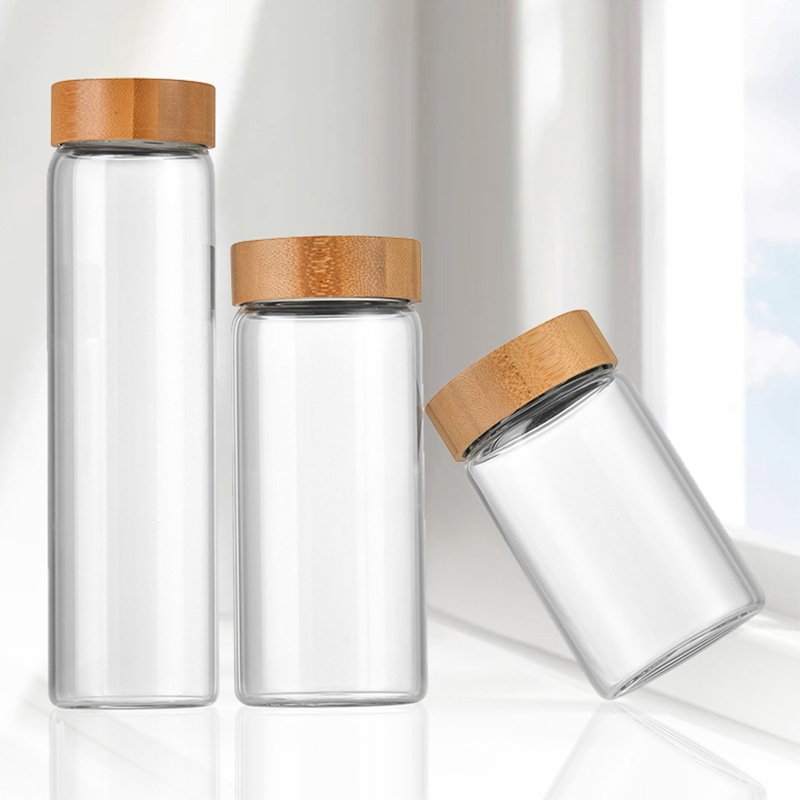 Wholesale Spot High Borosilicate 140ml 180ml 250ml 280ml 300ml 360ml 400ml 520ml bulk food storage containers with bamboo Lid