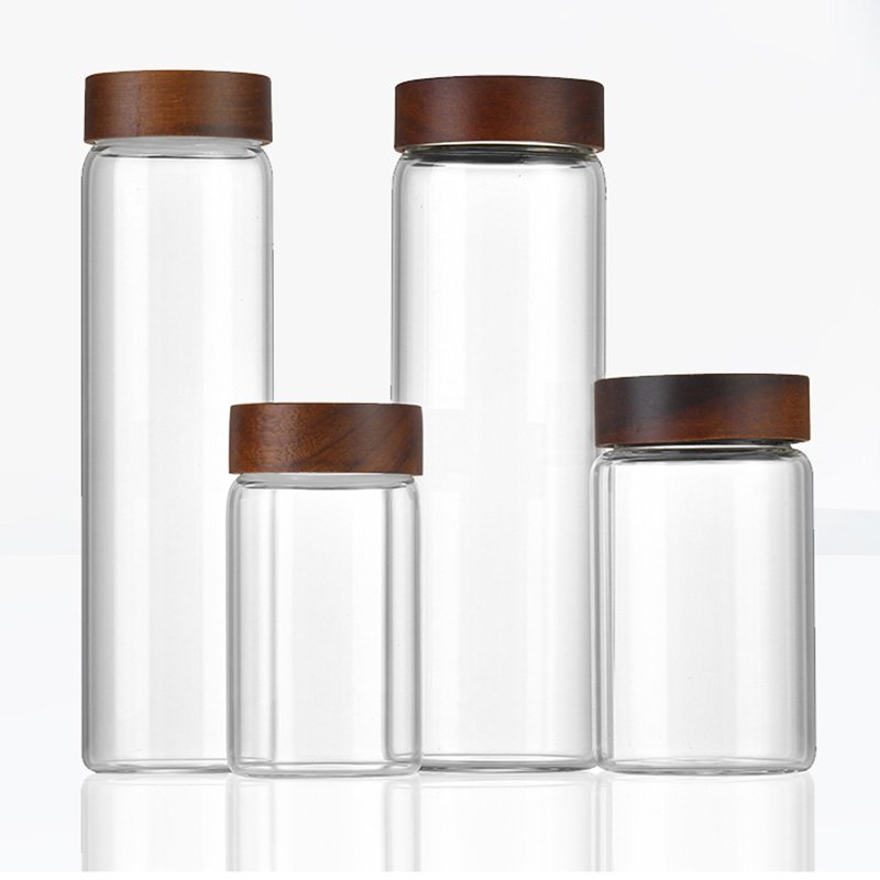 Wholesale Spot High Borosilicate 140ml 180ml 250ml 280ml 300ml 360ml 400ml 520ml bulk food storage containers with bamboo Lid