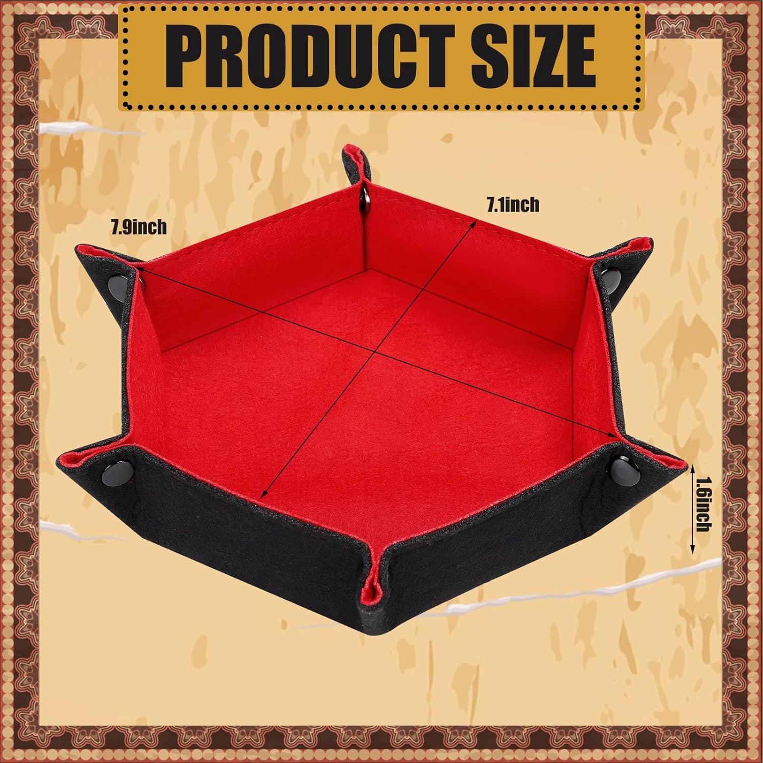 Hexagon Dice Rolling Holder Folding Felt Dice Tray Portable Dice Storage Box for Table Games