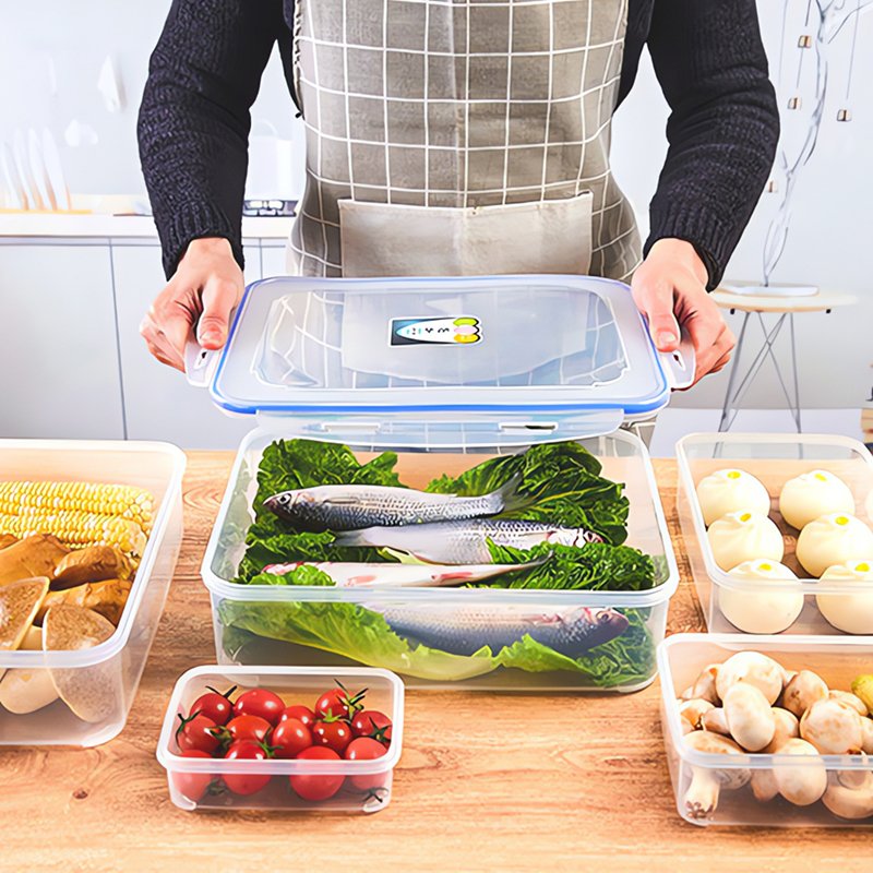 Eco Friendly Large Capacity Kitchen Plastic Clear Storage Box Set Microwave Safe Airtight Food Storage Containers with Lid