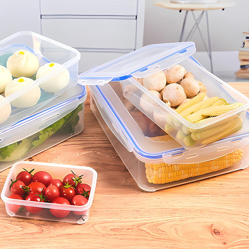 Eco Friendly Large Capacity Kitchen Plastic Clear Storage Box Set Microwave Safe Airtight Food Storage Containers with Lid